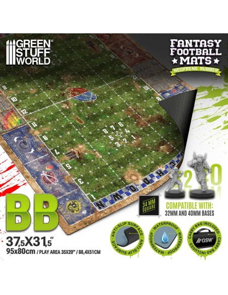 Tapis de Jeu Fantasy Football : Bloodgrass Pitch - 95x80cm - Green Stuff World (Réf. 6319)