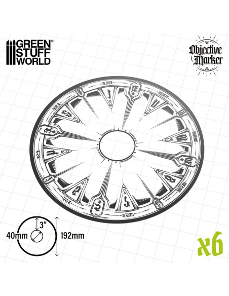 Set de 6 Marqueurs d'Objectifs (192mm) pour Wargames – Green Stuff World