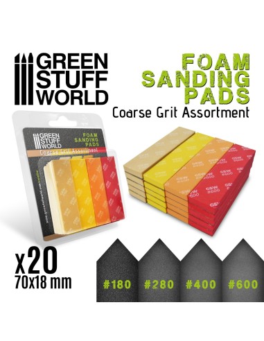 Assortiment d'éponges de ponçage flexibles gros grain x20 Green Stuff World