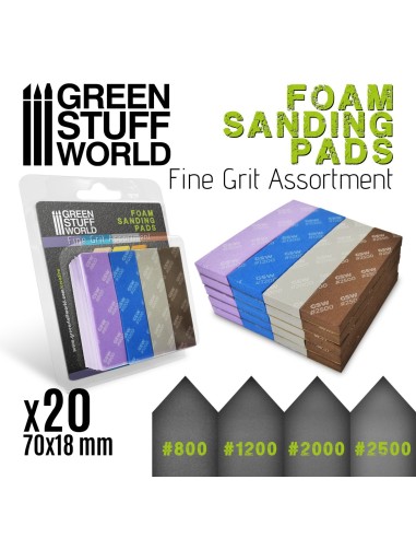 Assortiment d'éponges de ponçage flexibles grain fin x20 Green Stuff World