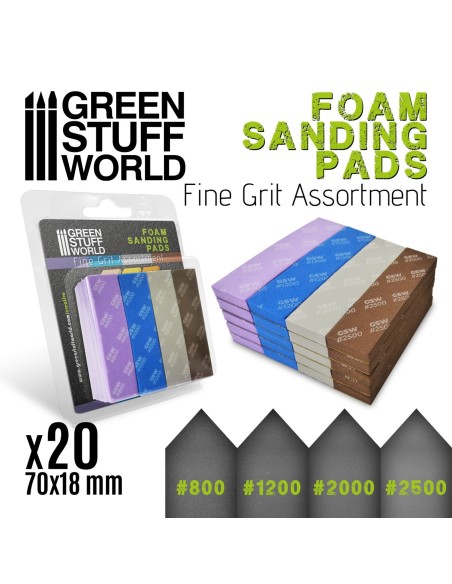 Assortiment d'éponges de ponçage flexibles grain fin x20 Green Stuff World