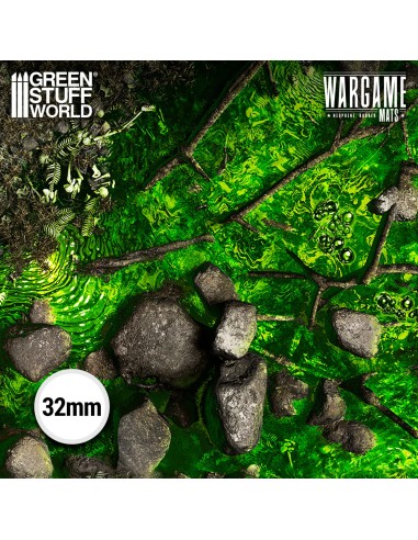 Rendu HD eaux verdoyantes bouillonnantes, rochers et branches mortes pour tapis de combat