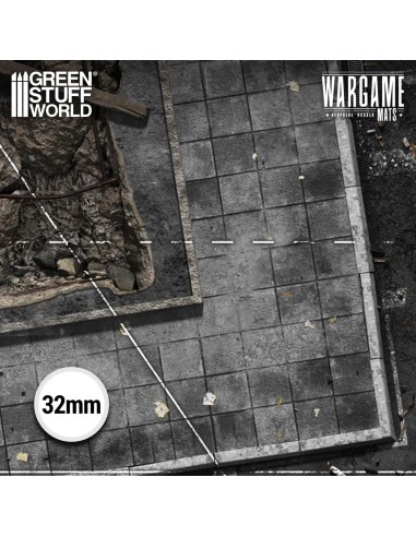 Gros plan marquages tactiques et lignes de déploiement blanches sur tapis de combat 44x60 pouces